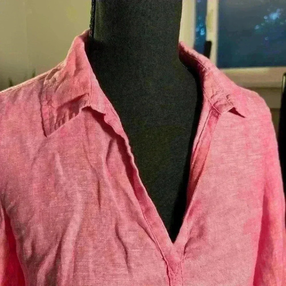 Tahari 100% Linen Women's Collared 3/4 Tops G09 - Picture 3 of 6